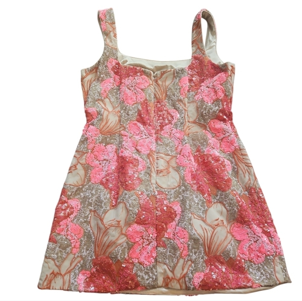 NWT Muse by Marchesa Romy Floral Sequin A-Line Mini Dress Sz 14 Pink Orange - Picture 9 of 15